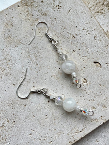 Moonstone & Swarovski Crystal Beaded Earrings