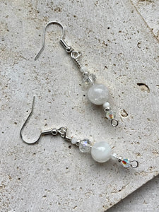 Moonstone & Swarovski Crystal Beaded Earrings