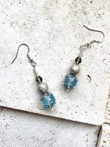 Aquamarine Crystal Beaded Earrings