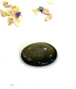 Golden Sheen Polished Natural Obsidian Cabochon Worry Stone