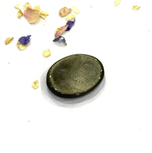 Golden Sheen Polished Natural Obsidian Cabochon Worry Stone