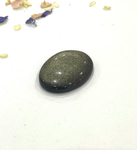 Golden Sheen Polished Natural Obsidian Cabochon Worry Stone