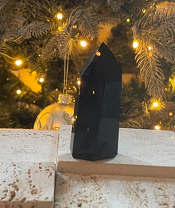 Black Obsidian (Dragon Glass) 'Protective' Natural & Unique Crystal Stone Obelisk Point 98g Inc Gift Box