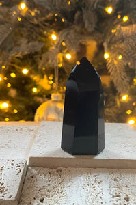 Black Obsidian (Dragon Glass) 'Protective' Natural & Unique Crystal Stone Obelisk Point 98g Inc Gift Box