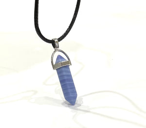 Blue Lace Agate Small Crystal Stone Pendant Necklace