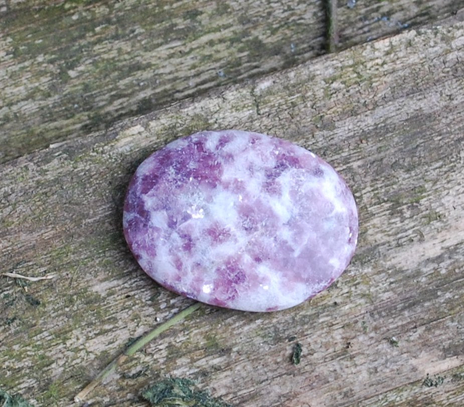 Lepidolite Crystal Cabachone Worry Stone