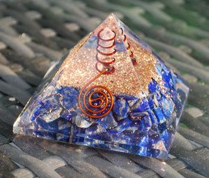 Large Lapis Lazuli Crystal Stone Orgone Reiki Pyramid Gift Wrapped