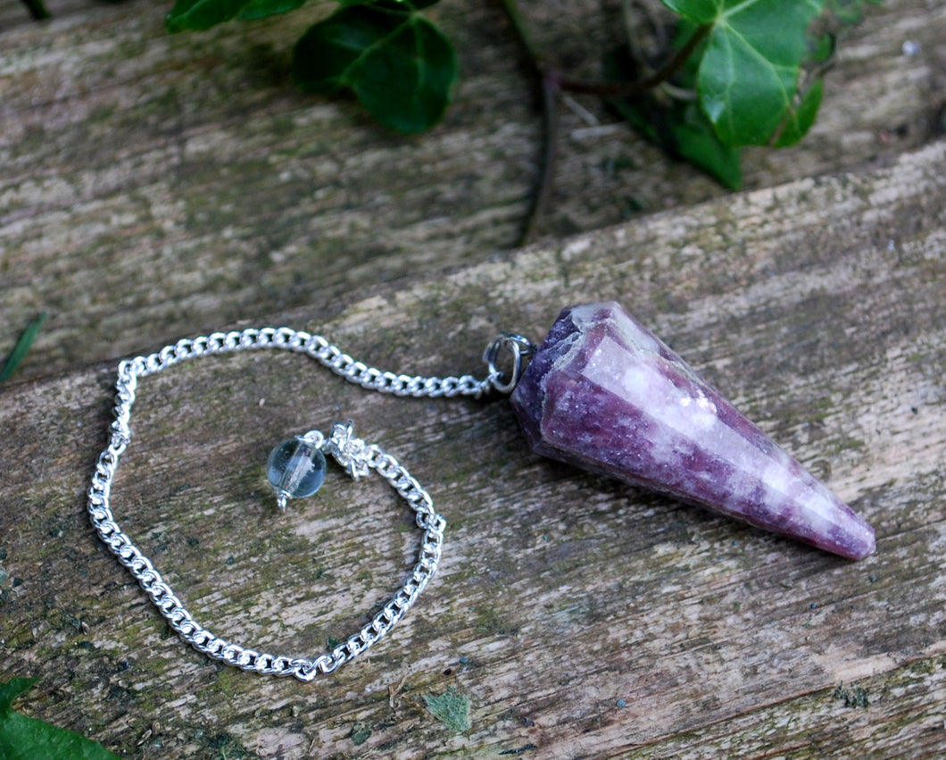 Lepidolite Crystal Stone Dowsing Pendulum Gift Wrapped – Reiju
