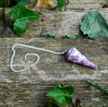 Load image into Gallery viewer, Lepidolite Crystal Stone Dowsing Pendulum Gift Wrapped