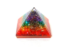 Load image into Gallery viewer, Crystal Clear Quartz Dyed Chakra Colours Chips Orgone Pyramid - Krystal Gifts UK