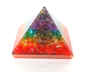 Crystal Clear Quartz Dyed Chakra Colours Chips Orgone Pyramid - Krystal Gifts UK