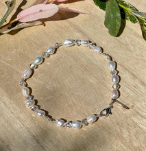 Load image into Gallery viewer, Real Freshwater Pearl Bracelet, June Birthstone, Swarovski Crystal Bracelet For Women, Dainty Bride Jewelry, Bridesmaid Thank You Gift