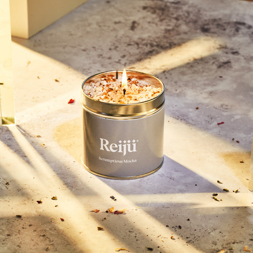 Clear Quartz 'Scrumptious Mocha' Luxury Crystal Candle Fragranced with Rich Coffee Beans, Whipped Cream and Chocolate Curls