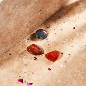 "Crystals For Exams And Learning" Tumble Stone Set Reiki Charged, Jasper, Fluorite & Carnelian