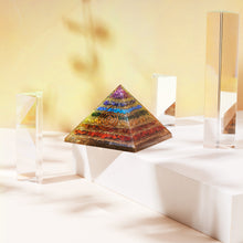 Load image into Gallery viewer, Large Natural Chakra Crystal Stones Layered Orgone/Orgonite Pyramid *SPIRITUAL PYRAMID* - | reiju