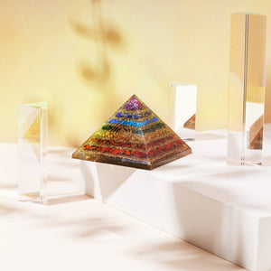 Large Natural Chakra Crystal Stones Layered Orgone/Orgonite Pyramid *SPIRITUAL PYRAMID* - | reiju