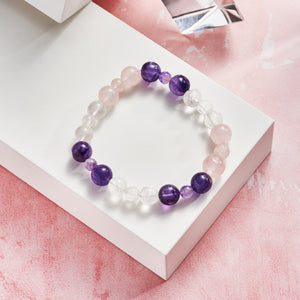 Rose Quartz, Amethyst & Clear Quartz (RAC) Crystal Beaded Bracelet