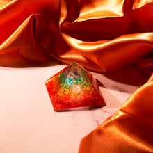 Load image into Gallery viewer, Large Crystal Clear Quartz Dyed Chakra Colours Chips Orgone Pyramid