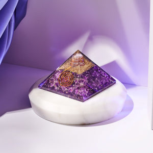 Amethyst Large Crystal Stones Orgonite Energy Generator Pyramid - Reiju