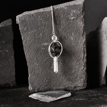 Load image into Gallery viewer, Black Tourmaline &amp; Clear Quartz Crystal &#39;Spinning&#39; Merkaba Dowsing Pendulum Point
