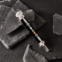 Load image into Gallery viewer, Black Obsidian Wand Crystal Healing with Clear Quartz &amp; Chakra Gem Stones