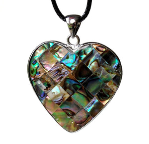 Beautiful & Colourful Abalone Shell Heart Pendant - Krystal Gifts UK