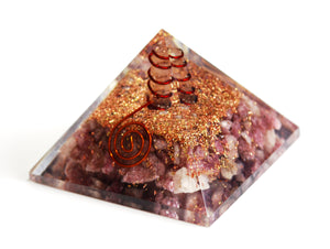 Large Lepidolite & Clear Quartz Crystal Stone  Orgone Pyramid