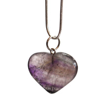Load image into Gallery viewer, Amethyst Crystal Heart Pendant with Silver Chain - Krystal Gifts UK