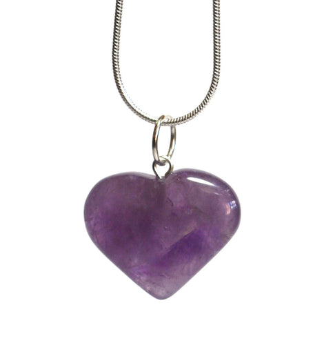 Amethyst Crystal Heart Pendant with Silver Chain - Krystal Gifts UK
