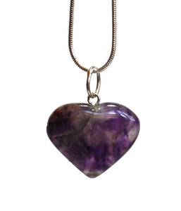 Amethyst Crystal Heart Pendant with Silver Chain - Krystal Gifts UK