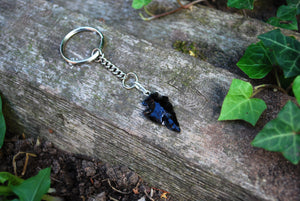 Black Obsidian Raw Natural Crystal Stone Arrowhead Keyring