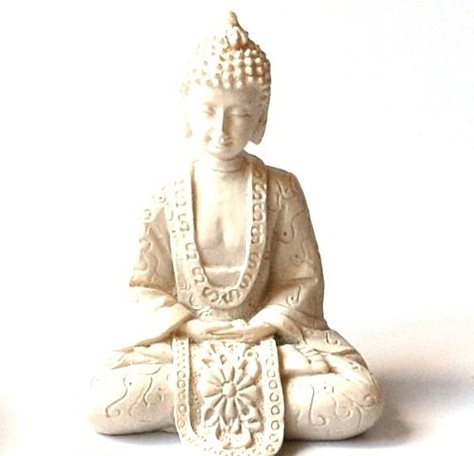 Detailed Small White Buddha Resin Figure