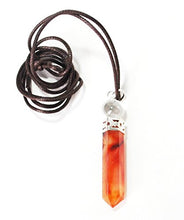 Load image into Gallery viewer, Carnelian &amp; Clear Quartz Crystal Sphere Pendant Necklace Inc Silver Chain