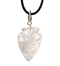 Load image into Gallery viewer, Clear Quartz Crystal Arrowhead Pendant And Cord