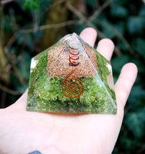 Load image into Gallery viewer, Peridot Large Crystal Orgone Pyramid