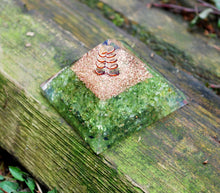 Load image into Gallery viewer, Peridot Large Crystal Orgone Pyramid