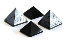 Load image into Gallery viewer, Electromagnetic Pollution Gift Set including 2 x Hematite Pyramids and 2 x Black Obsidian Pyramids - Krystal Gifts UK