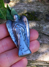 Load image into Gallery viewer, Hematite Stone Angel, Guardian Angel Figurine, Spiritual Gifts for Women, Grounding Stone Hematite Carving, Witchy Gifts For Her Root Chakra
