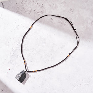 Raw Black Tourmaline Crystal Pendant & Extendable Cord Necklace
