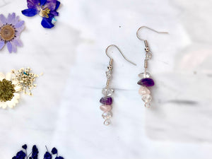 Rose Quartz, Amethyst & Clear Quartz (RAC) Crystal Earrings