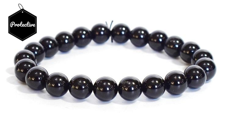 Black Tourmaline Natural Polished Beads Bracelet Gift Wrapped