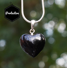 Load image into Gallery viewer, Black Tourmaline Crystal Stone 925 Sterling Silver Heart Pendant Necklace