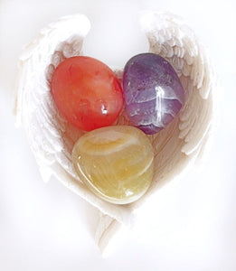 "Lifting Depression" Crystal Stone Gift Set With Angel Wings Dish Reiki Charged - Krystal Gifts UK