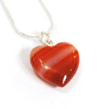 Load image into Gallery viewer, Carnelian Polished Crystal Heart Pendant With 925 Sterling Silver Clasp &amp; 18&quot; Chain