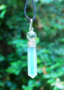 Opalite & Clear Quartz Sphere Crystal Pendant