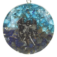 Load image into Gallery viewer, Archangel Michael Orgone Pendant Natural Lapis Lazuli Topaz Inc Silver Chain, Blue Coloured |Reiju