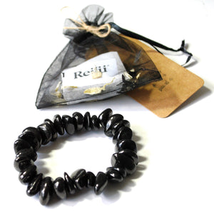 Reiju Shungite Natural 'Protection' Chunky Crystal Stone Grey Bracelet 17cm