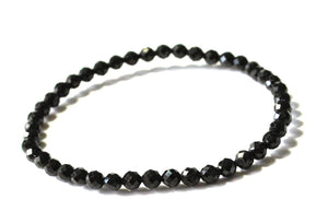 Black Tourmaline Polished Sparkly Faceted Bracelet