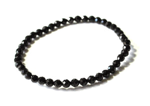 Black Tourmaline Polished Sparkly Faceted Bracelet