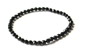 Black Tourmaline Polished Sparkly Faceted Bracelet